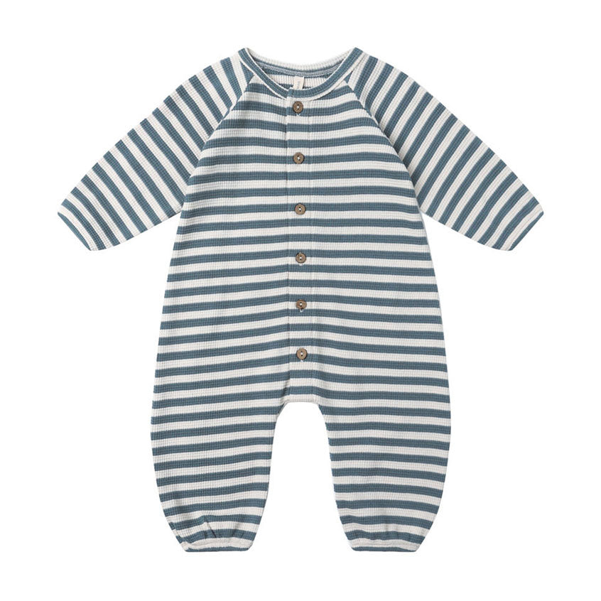 Quincy Mae Ocean Stripe Waffle Jumpsuit
