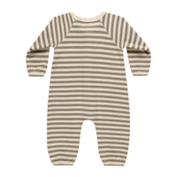 Quincy Mae Olive Stripe Waffle Long Sleeve Jumpsuit