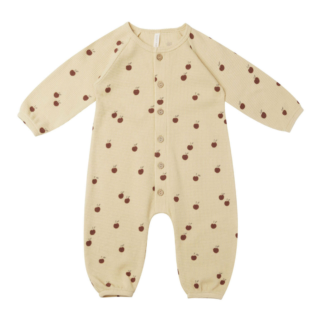 Quincy Mae Apples Waffle Long Sleeve Jumpsuit