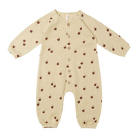 Quincy Mae Apples Waffle Long Sleeve Jumpsuit