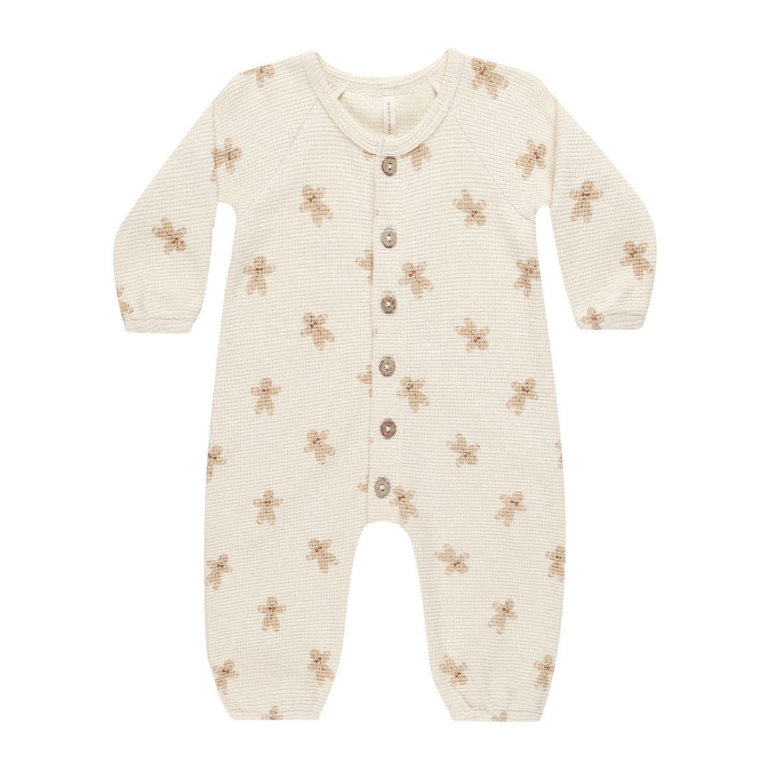 Quincy Mae Gingerbread Waffle Long Sleeve Jumpsuit