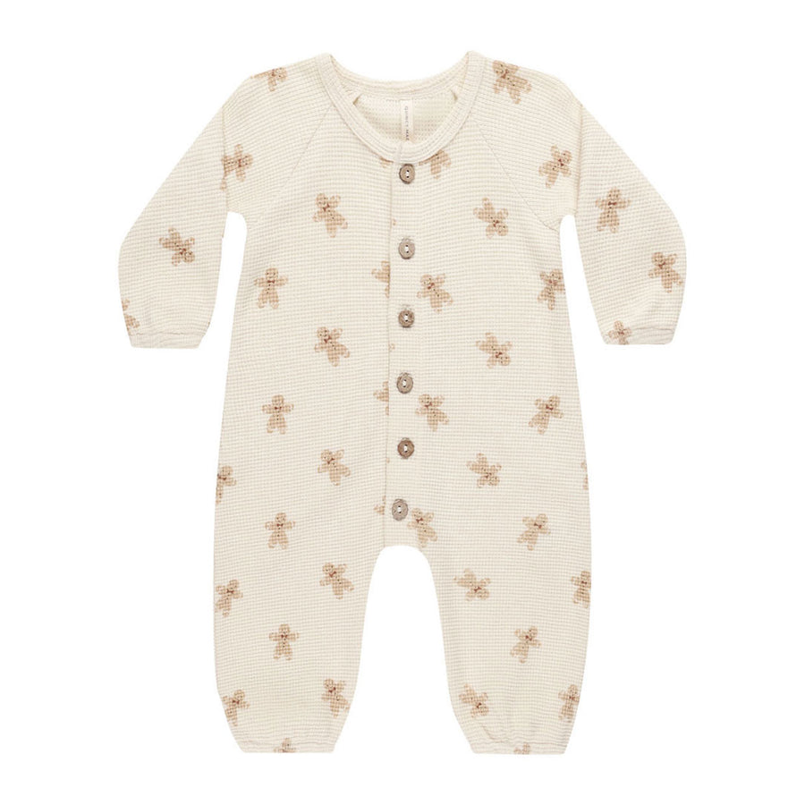 Quincy Mae Gingerbread Waffle Long Sleeve Jumpsuit