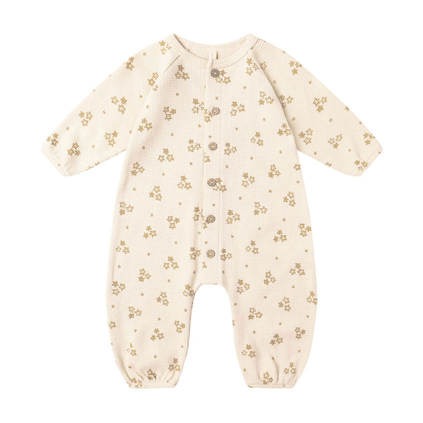 Quincy Mae Natural Marigold Waffle Jumpsuit