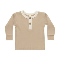Quincy Mae Latte Ribbed Henley
