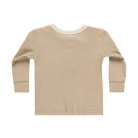 Quincy Mae Latte Ribbed Henley