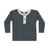 Quincy Mae Indigo Ribbed Henley