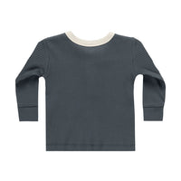 Quincy Mae Indigo Ribbed Henley