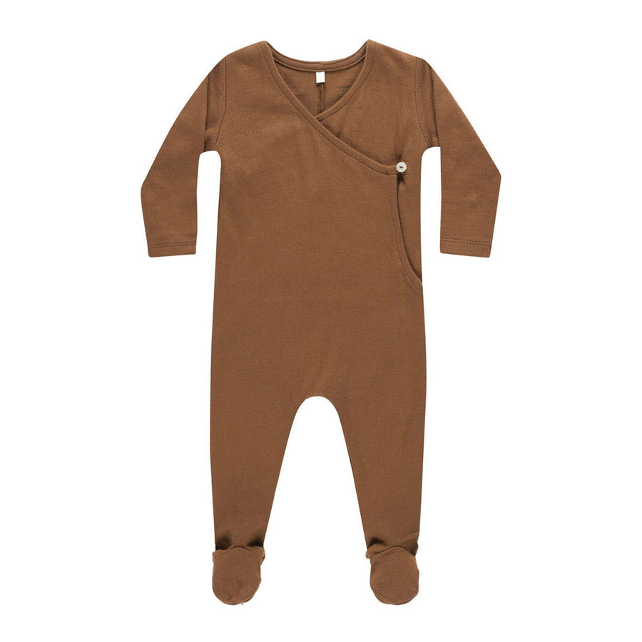 Quincy Mae Cinnamon Pointelle Wrap Footie
