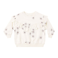 Quincy Mae Blue Daisy Ruffle Fleece Sweatshirt