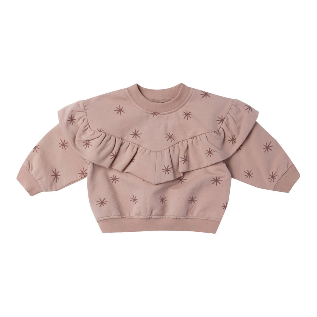 Quincy Mae Snow Stars Ruffle Fleece Sweatshirt