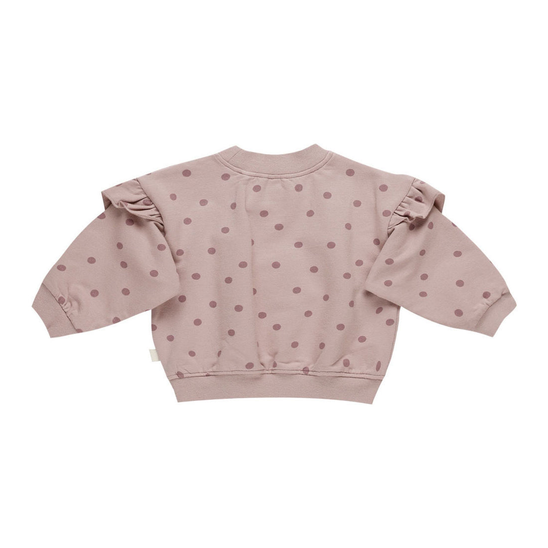 Quincy Mae Mauve Polka Dots Ruffle Fleece Sweatshirt