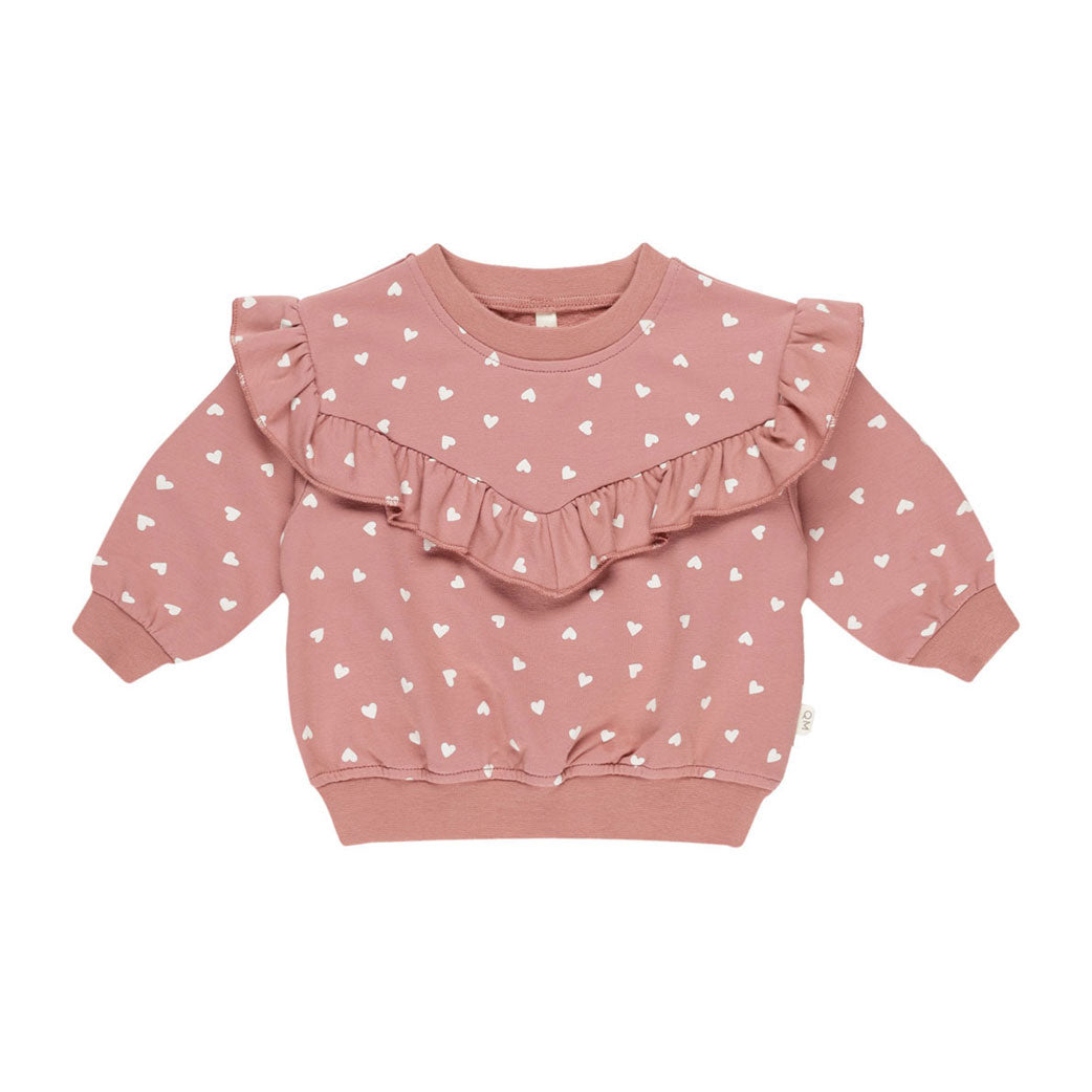 Quincy Mae Lipstick Hearts Ruffle Sweatshirt