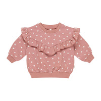 Quincy Mae Lipstick Hearts Ruffle Sweatshirt