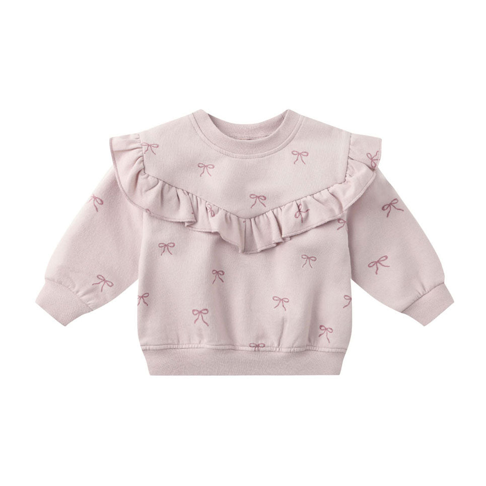 Quincy Mae Lilac Bows Ruffle Fleece Sweatshirt