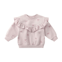 Quincy Mae Lilac Bows Ruffle Fleece Sweatshirt