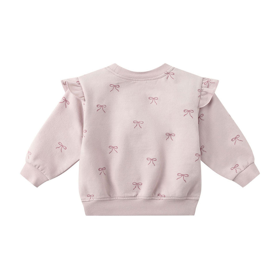 Quincy Mae Lilac Bows Ruffle Fleece Sweatshirt