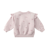 Quincy Mae Lilac Bows Ruffle Fleece Sweatshirt