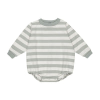 Quincy Mae Sage Stripe Crewneck Bubble Romper