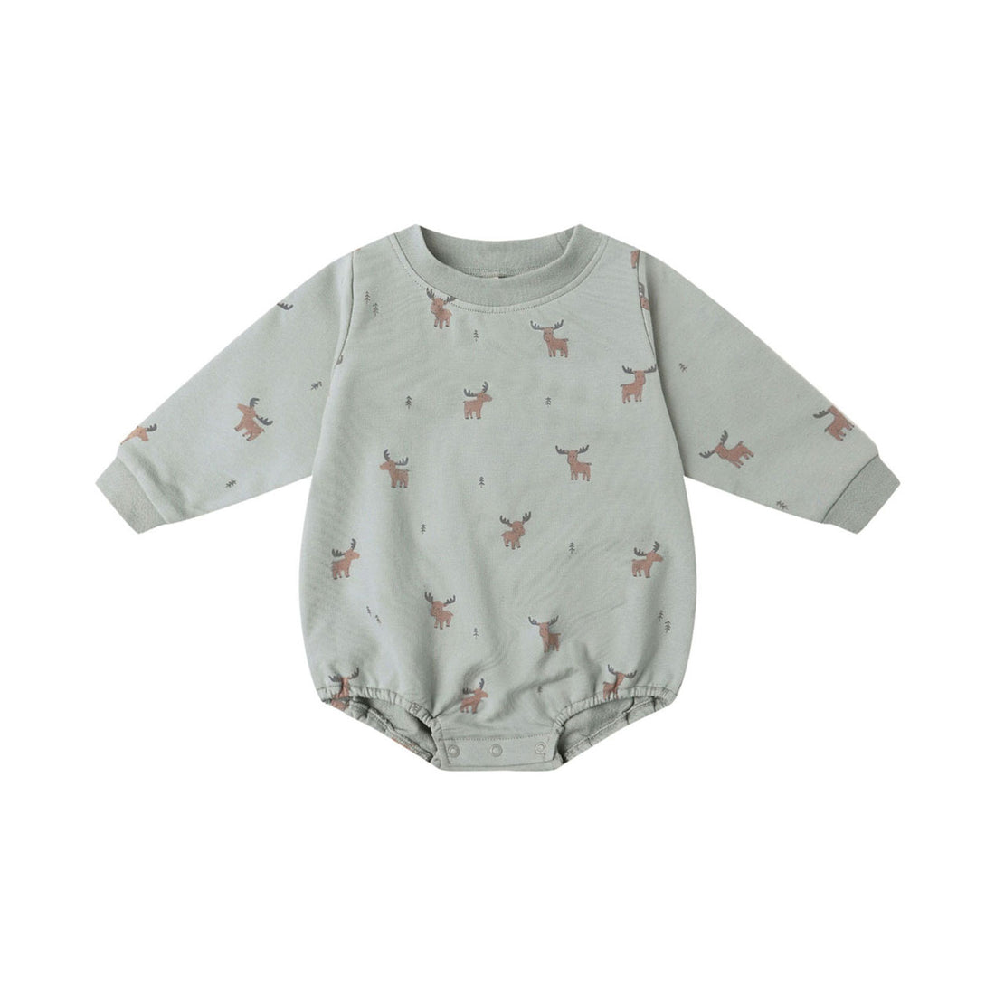 Quincy Mae Moose Crewneck Bubble Romper