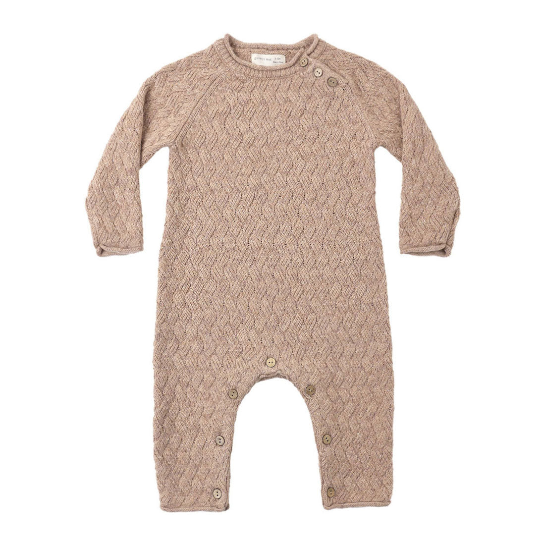 Quincy Mae Heathered Almond Cozy Heather Knit Jumpsuit