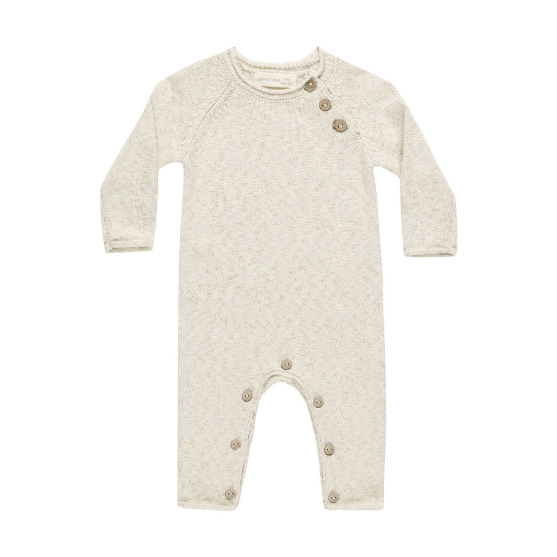 Quincy Mae Natural Speckled Cozy Heather Knit Jumpsuit