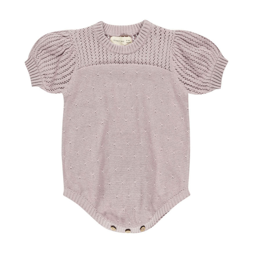 Quincy Mae Lavender Pointelle Knit Romper