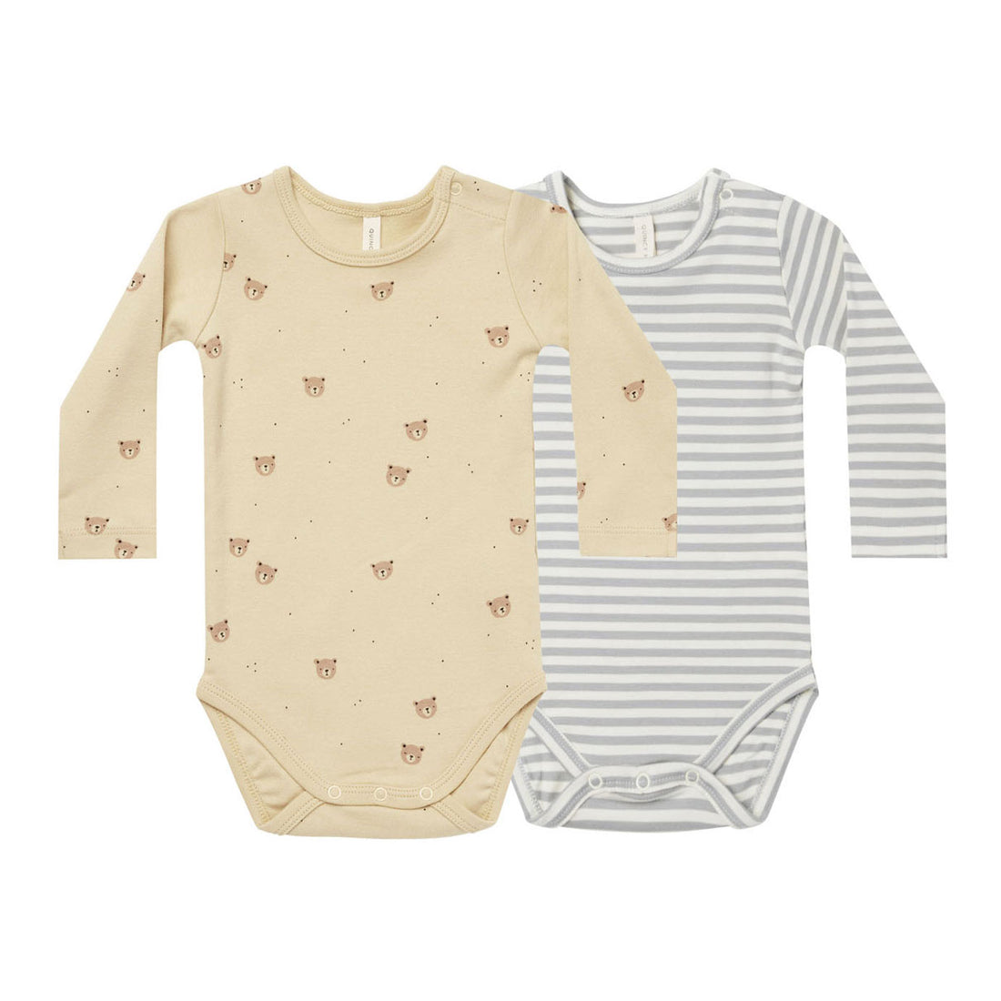 Quincy Mae Bears, Dusty Blue Stripe Jersey Bodysuit, 2-Pack