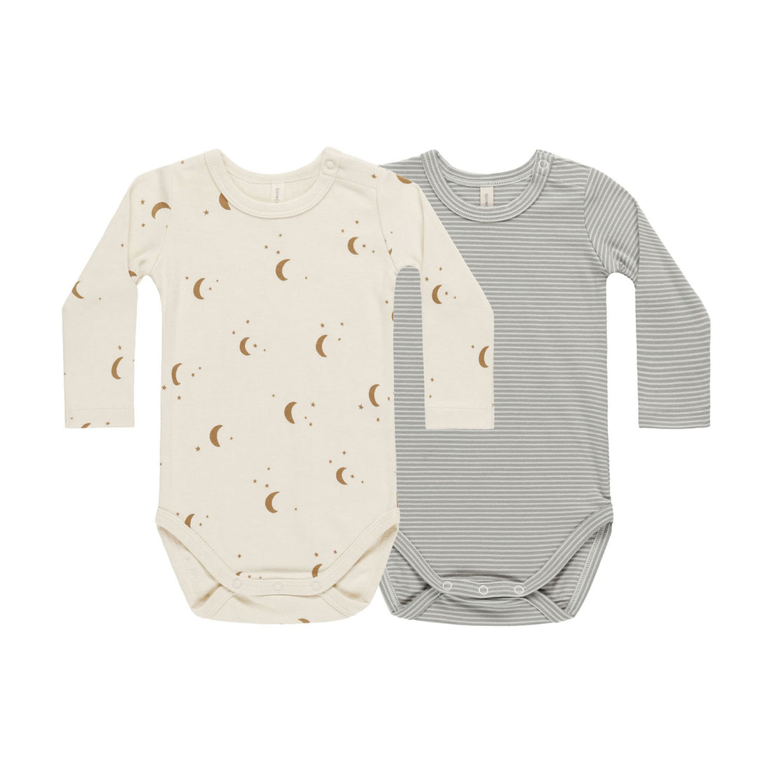 Quincy Mae Moons Blue Micro Stripe Jersey Bodysuit, 2 Pack