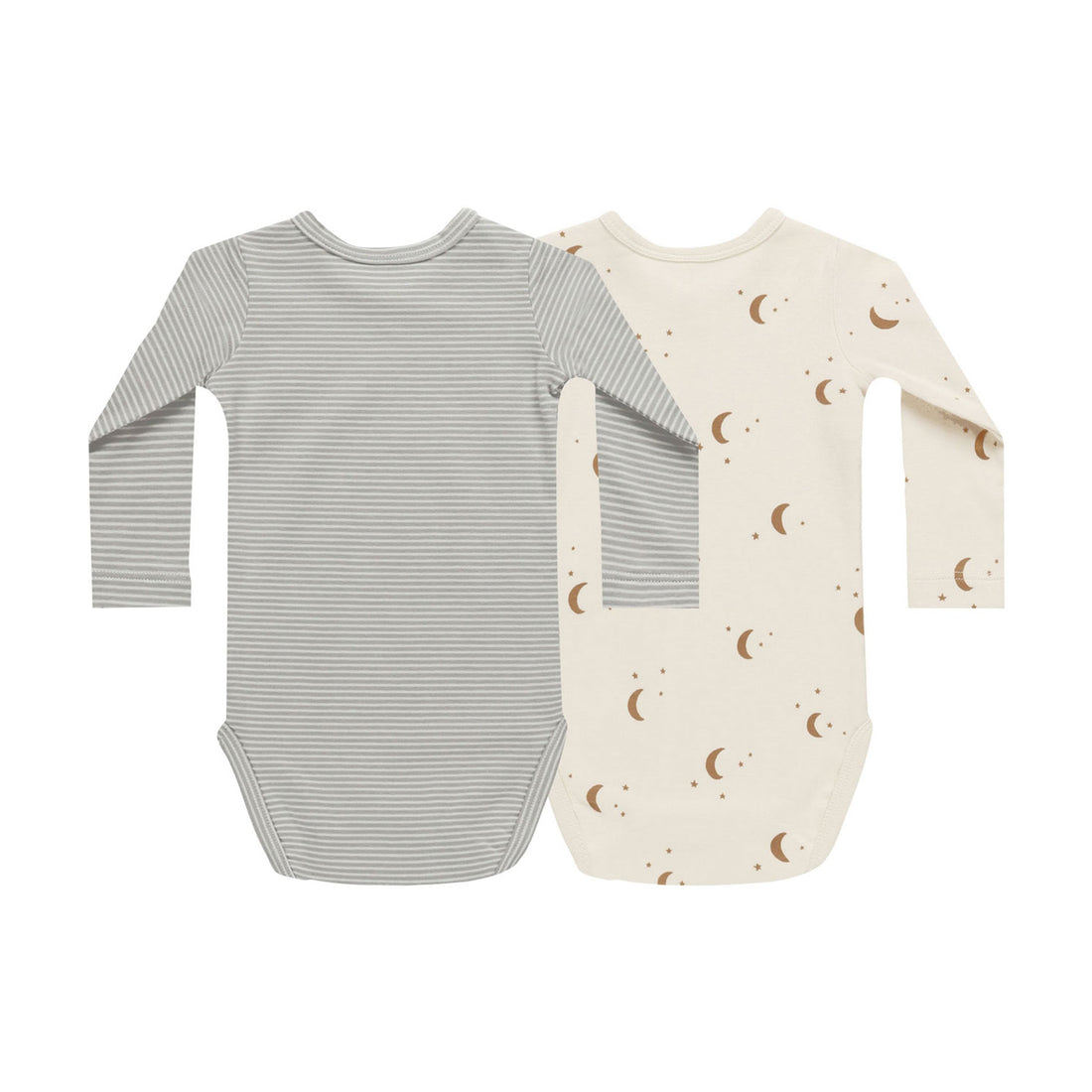 Quincy Mae Moons Blue Micro Stripe Jersey Bodysuit, 2 Pack