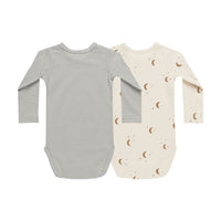 Quincy Mae Moons Blue Micro Stripe Jersey Bodysuit, 2 Pack