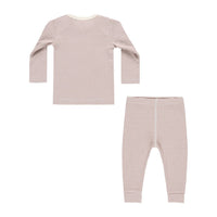 Quincy Mae Mauve Stripe Ribbed Tee + Legging Set