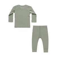 Quincy Mae Basil Ribbed Tee + Legging Set