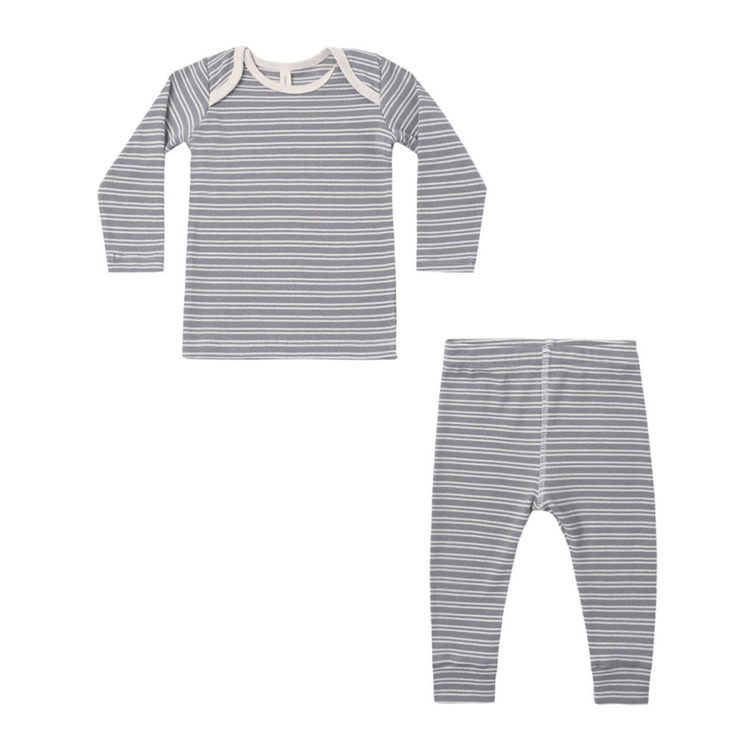 Quincy Mae Slate Microstripe Ribbed Tee + Legging Set