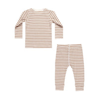 Quincy Mae Golden Stripe Ribbed Tee + Legging Set