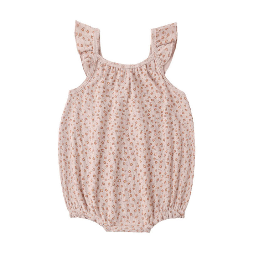 Quincy Mae Posy Ribbed Ruffle Romper