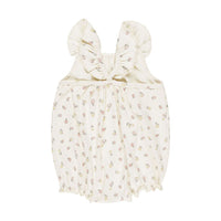 Quincy Mae Ivory Fleur Ribbed Ruffle Romper
