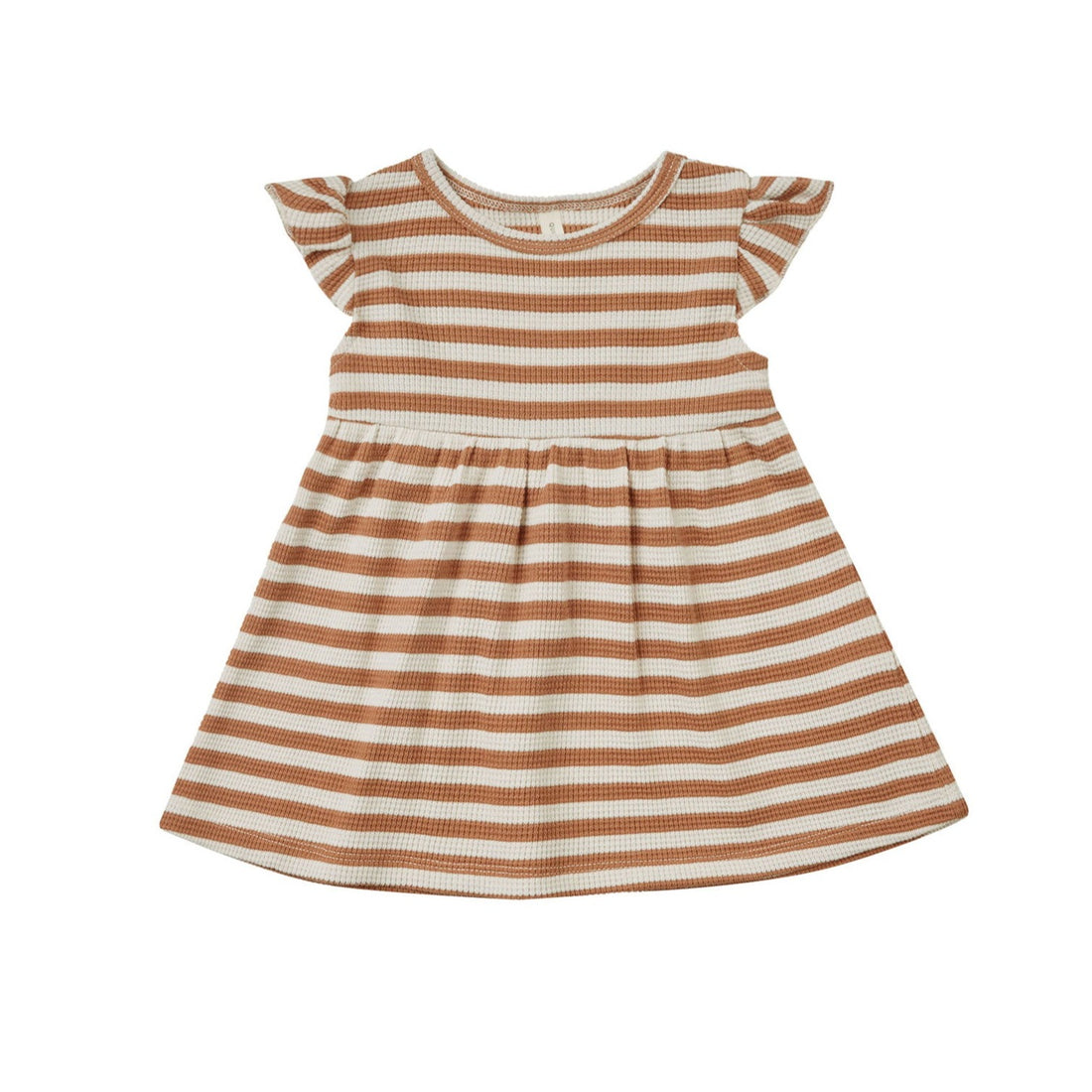Quincy Mae Clay Stripe Flutter Sleeve Dress