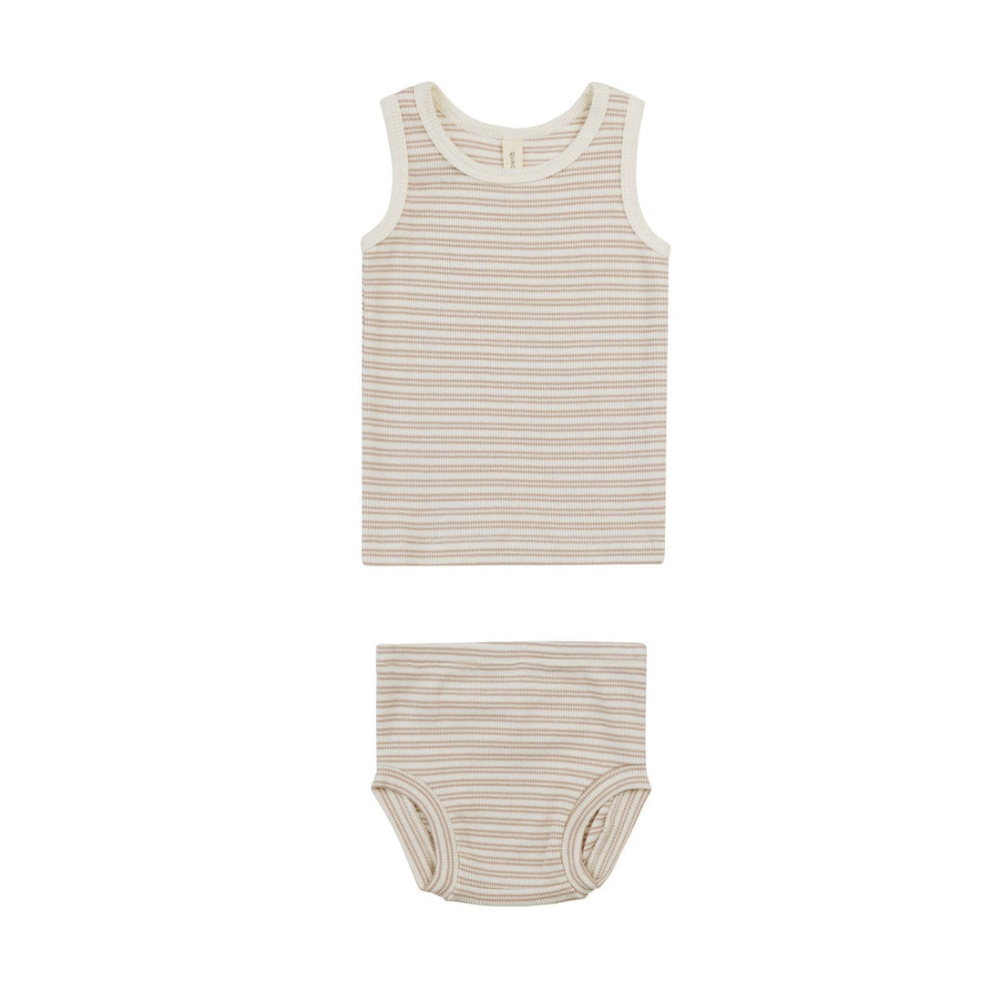 Quincy Mae Oat Stripe Ribbed Tank + Bloomer Set