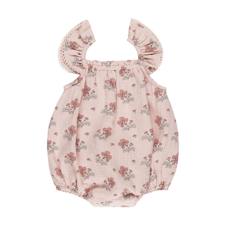 Quincy Mae Bubble Gum Vintage Floral Bonnie Romper