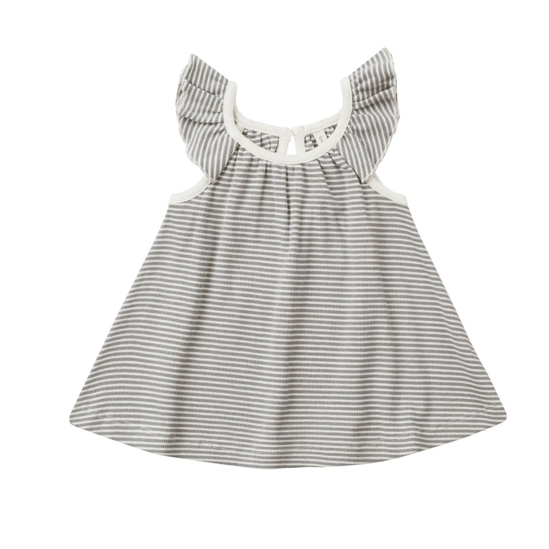 Quincy Mae Lagoon Micro Stripe Ruffle Swing Dress