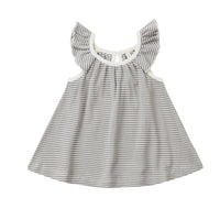 Quincy Mae Lagoon Micro Stripe Ruffle Swing Dress