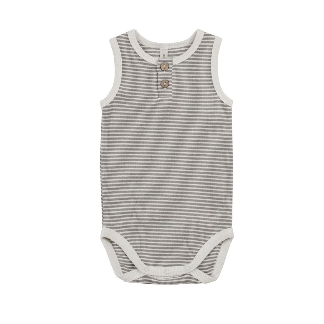 Quincy Mae Lagoon Micro Stripe Sleeveless Henley Bodysuit