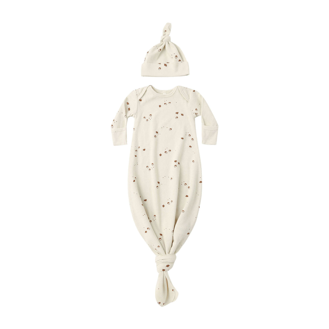 Quincy Mae Acorns Knotted Baby Gown + Hat Set