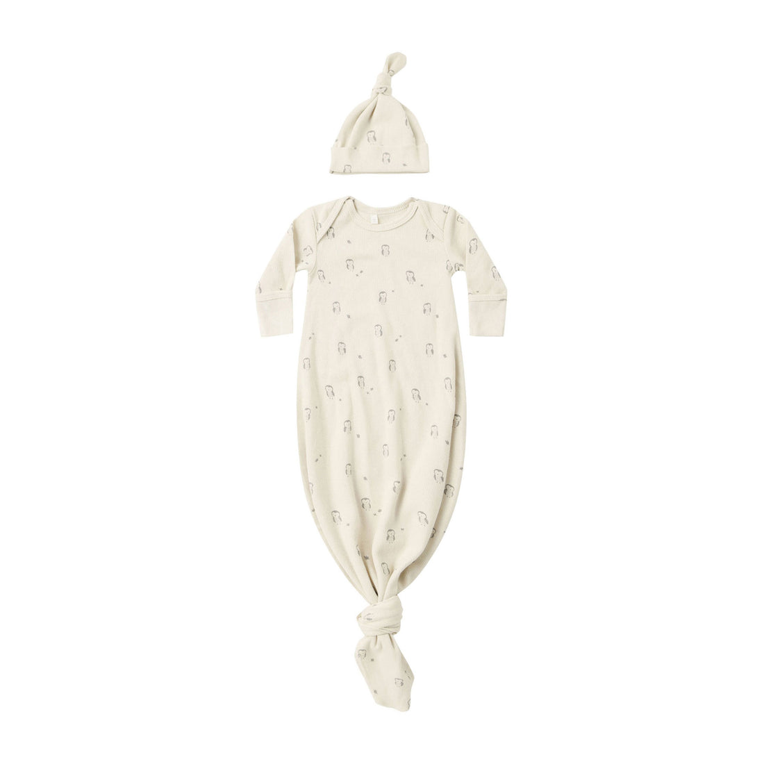 Quincy Mae Owl Knotted Baby Gown + Hat Set