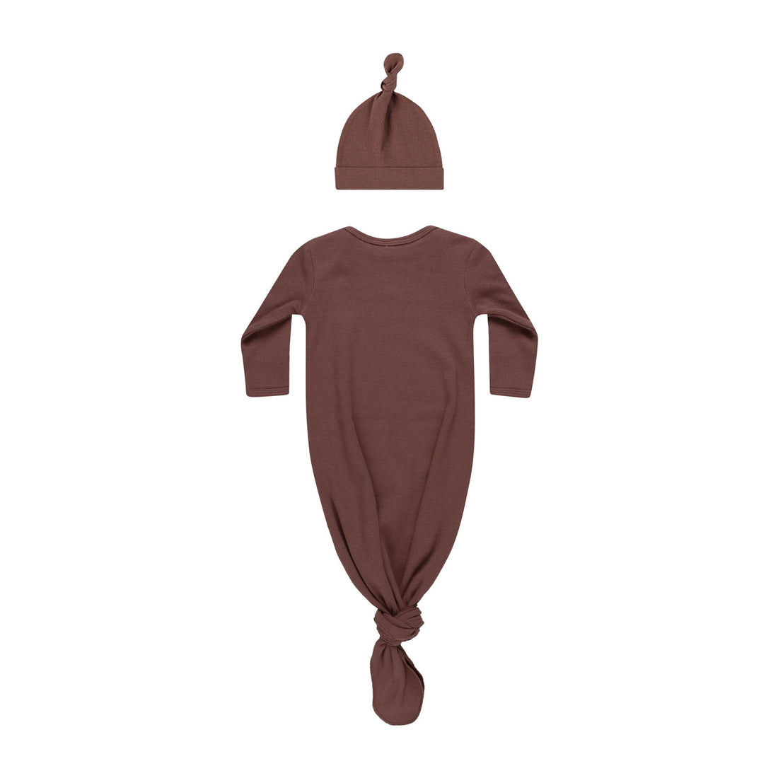 Quincy Mae Plum Knotted Baby Gown + Hat Set