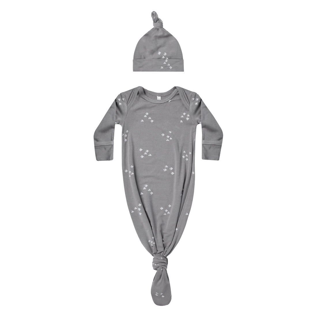 Quincy Mae Flock Knotted Baby Gown + Hat Set