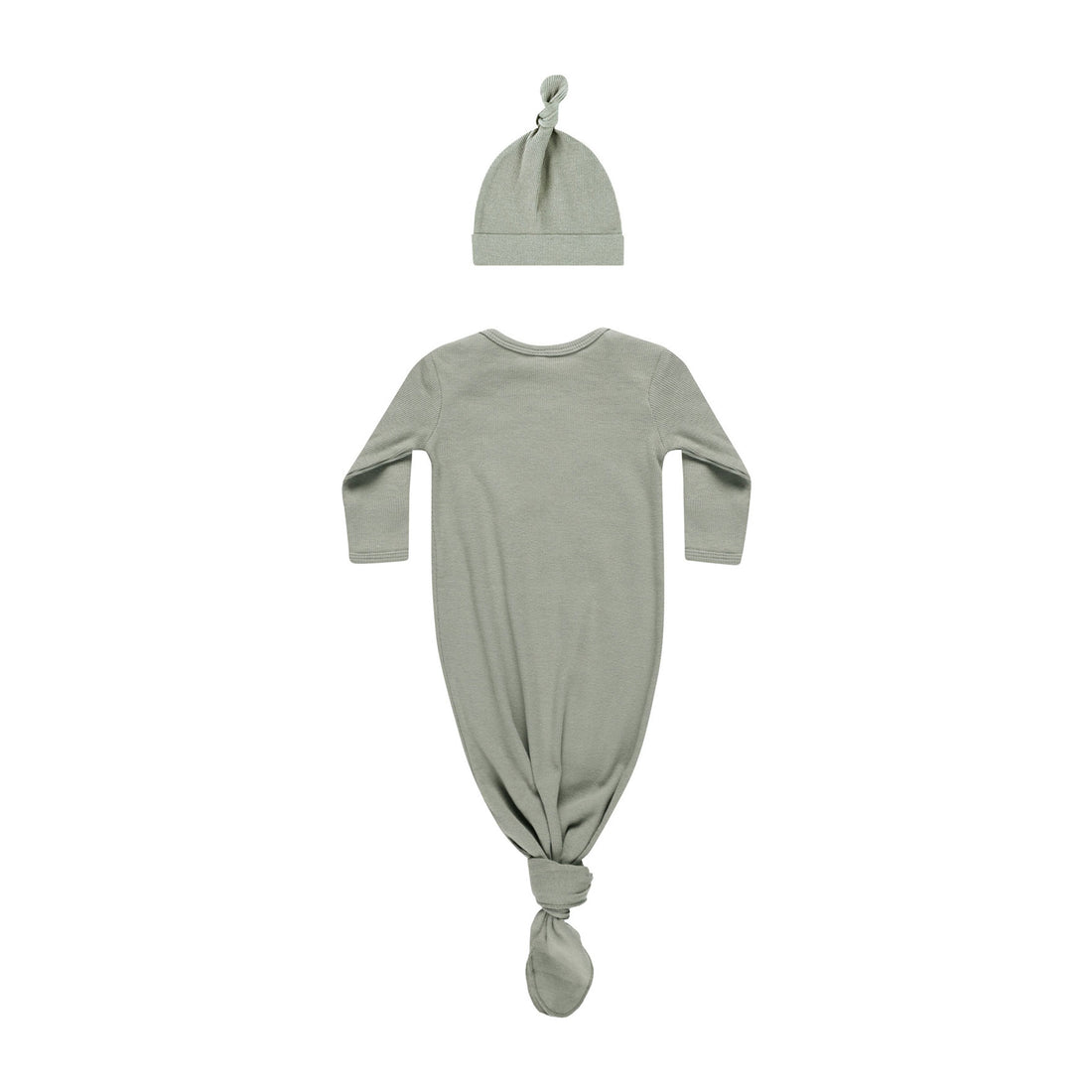 Quincy Mae Basil Knotted Baby Gown + Hat Set