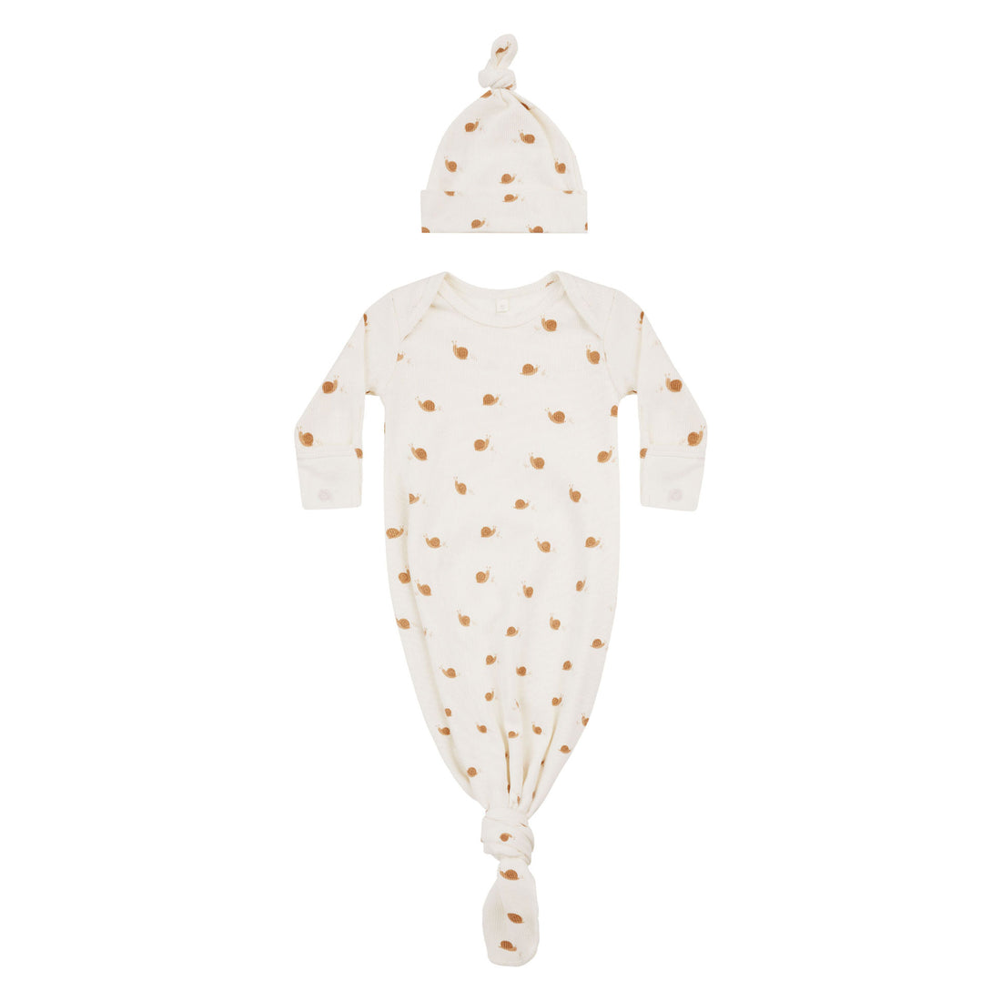 Quincy Mae Snails Knotted Baby Gown + Hat Set