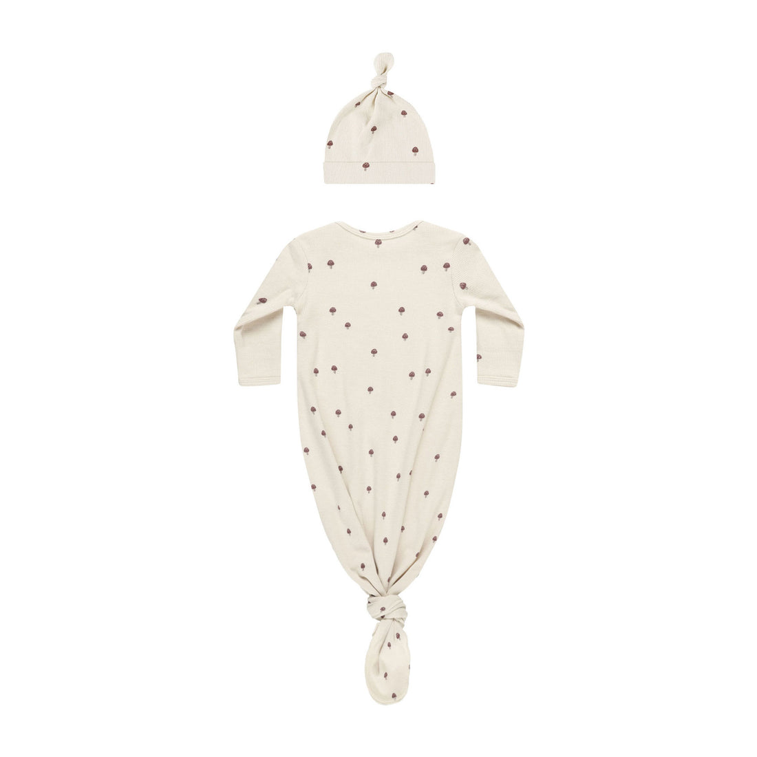 Quincy Mae Mushrooms Knotted Baby Gown + hat Set