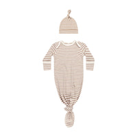Quincy Mae Golden Stripe Knotted Baby Gown + Hat Set
